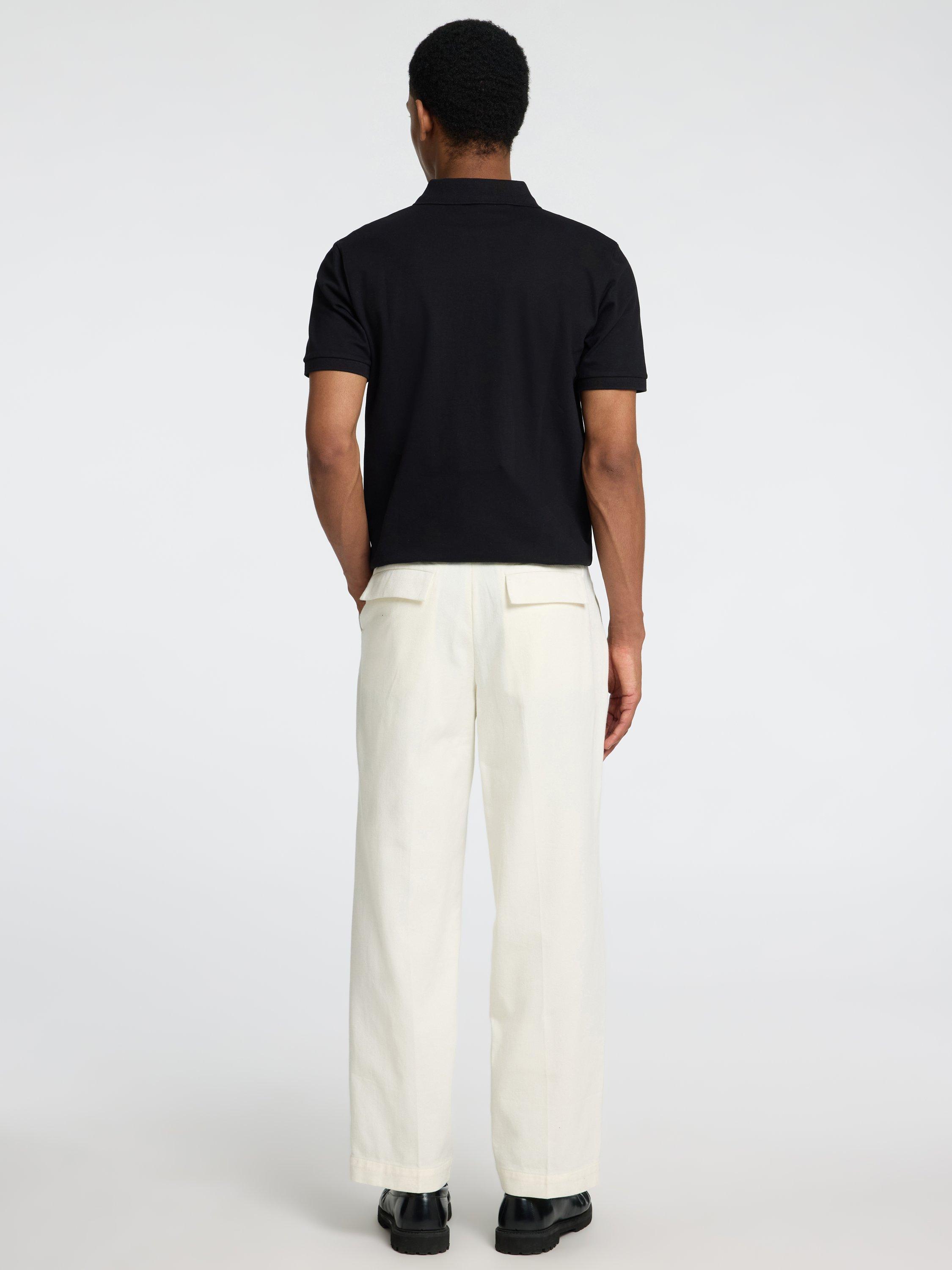 Product image 5 of 6, which shows Selected Atlas Organic Cotton Blend Straight Leg Trousers, Egret, 32R
