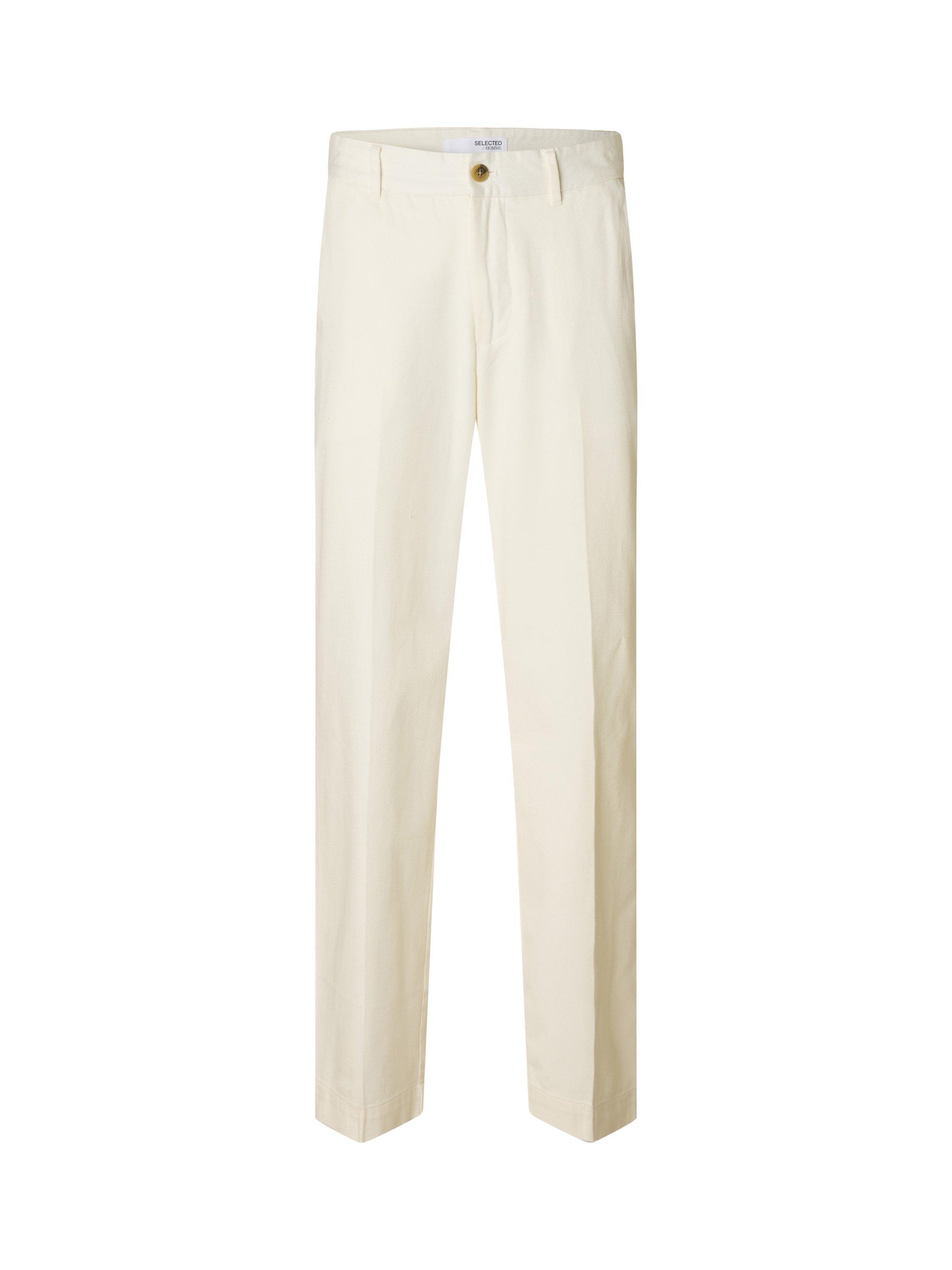 Product image 6 of 6, which shows Selected Atlas Organic Cotton Blend Straight Leg Trousers, Egret, 32R