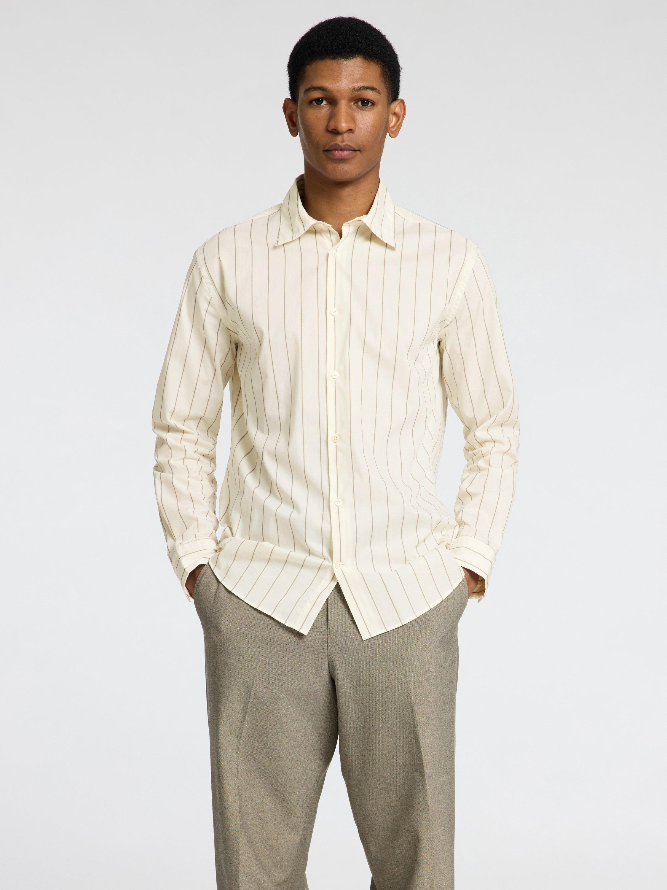 Product image 1 of 6, which shows Selected Cotton Regular Fit Stripe Shirt, Egret Stripes, S