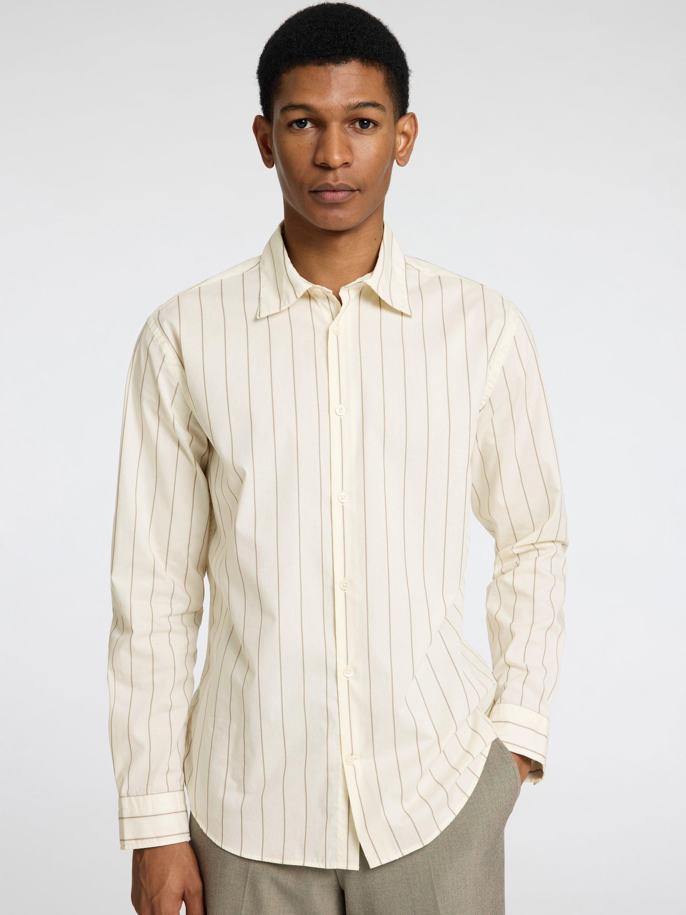 Product image 2 of 6, which shows Selected Cotton Regular Fit Stripe Shirt, Egret Stripes, S