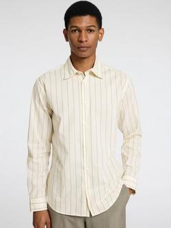 Selected Cotton Regular Fit Stripe Shirt, Egret Stripes - view 2, Egret Stripes