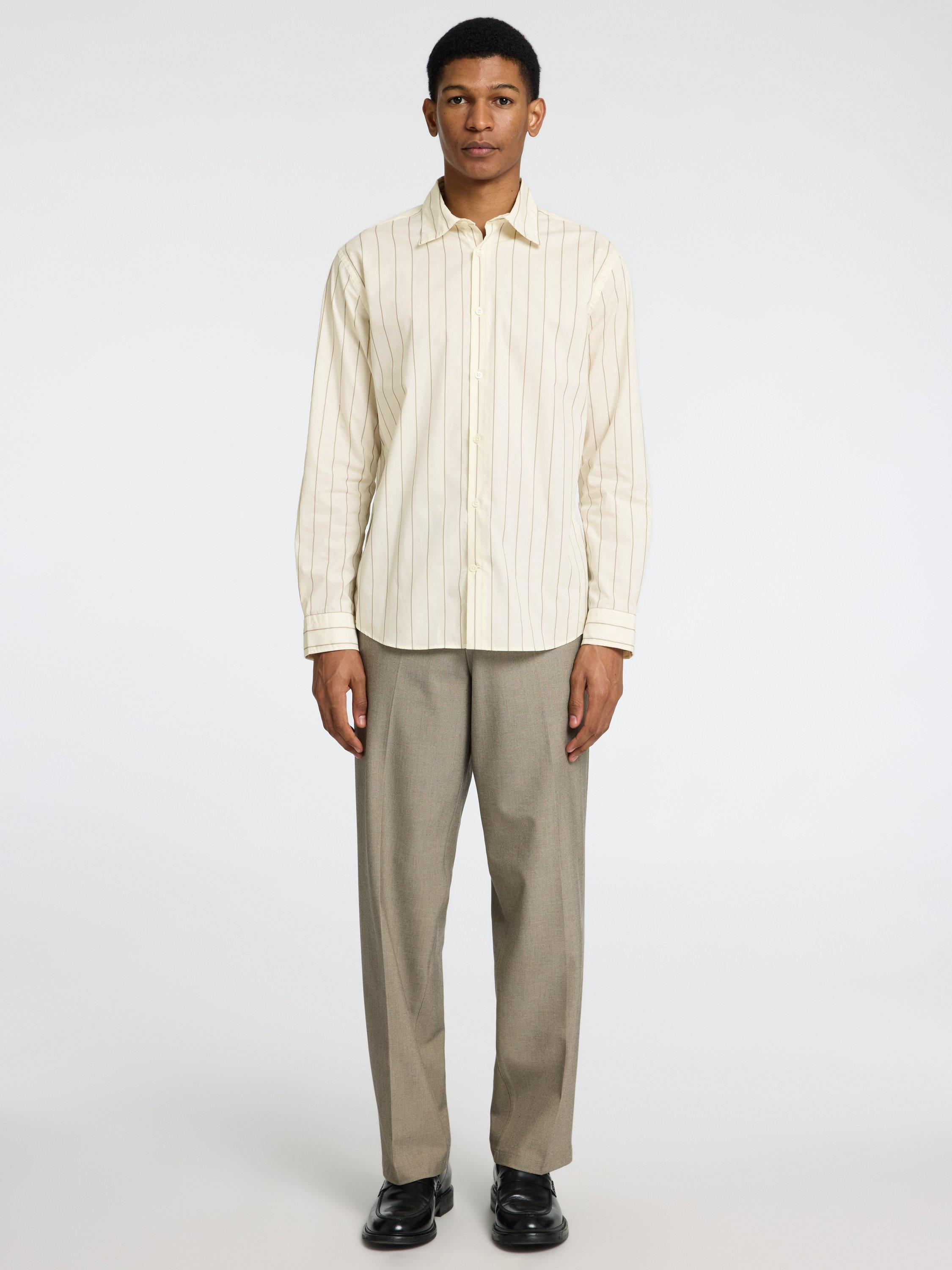 Product image 3 of 6, which shows Selected Cotton Regular Fit Stripe Shirt, Egret Stripes, S