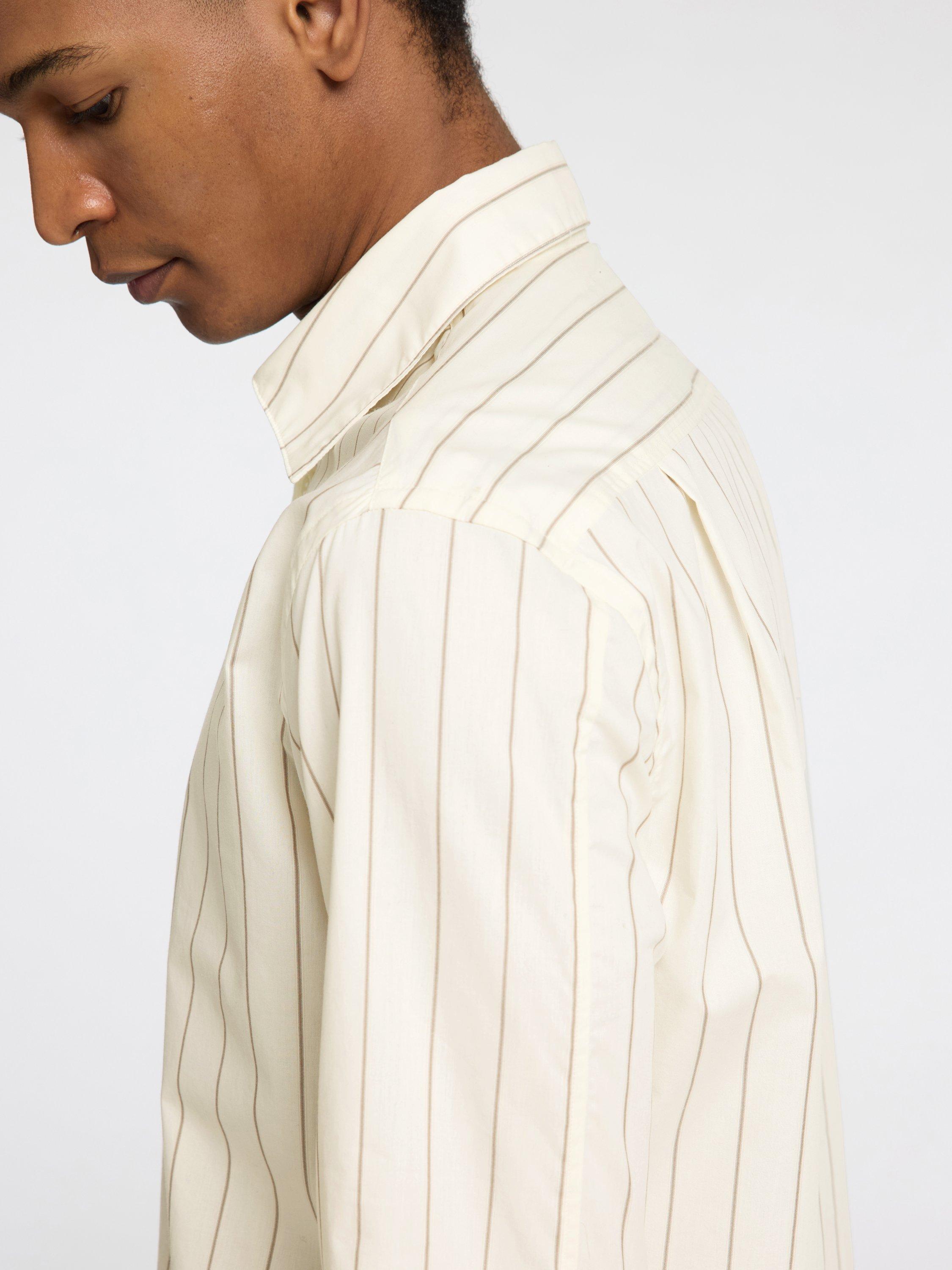 Product image 4 of 6, which shows Selected Cotton Regular Fit Stripe Shirt, Egret Stripes, S