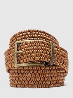 Rodd & Gunn Shore Woven Leather Blend Belt, Light Cognac, Light Cognac