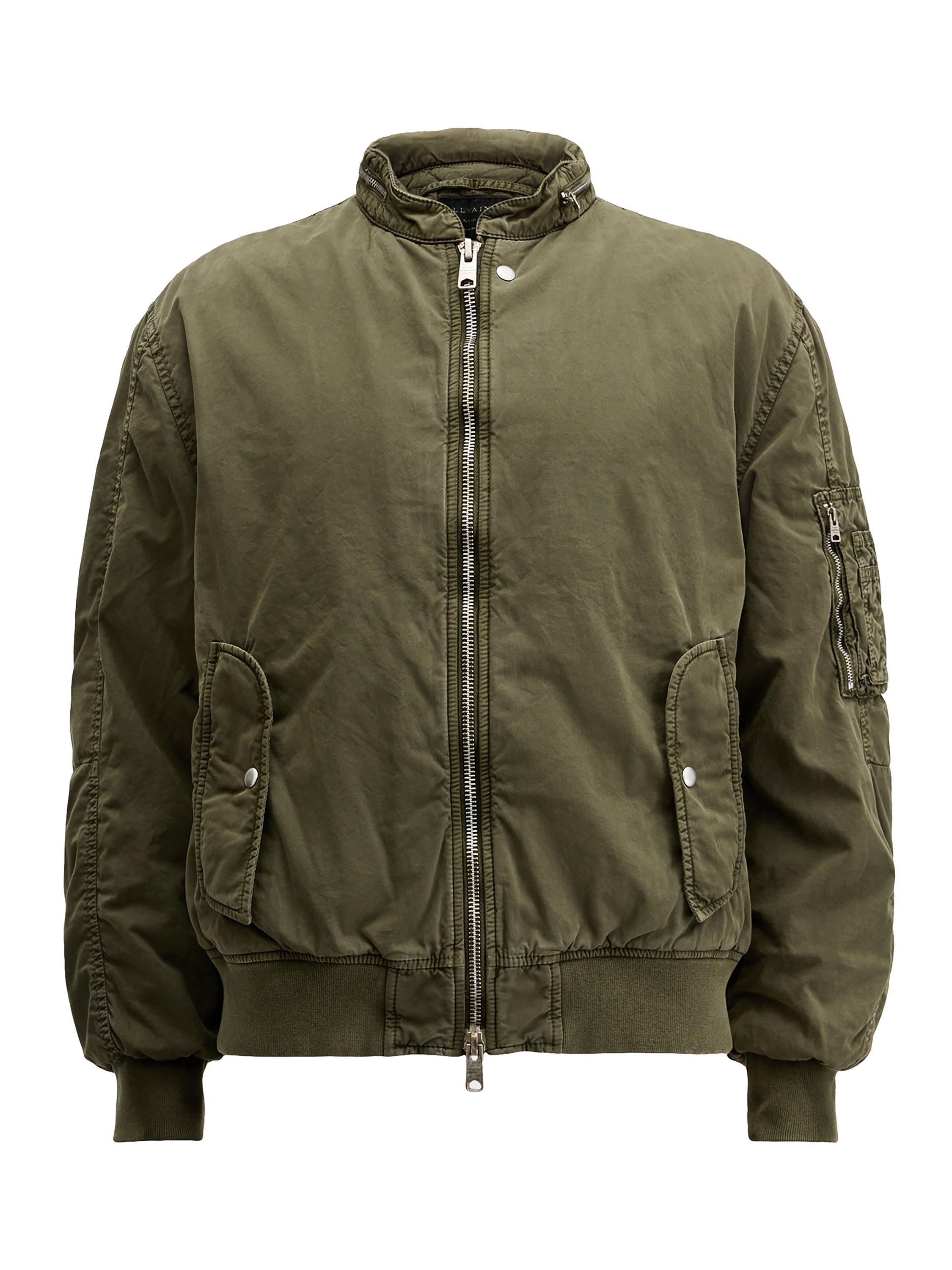 Product image 4 of 6, which shows AllSaints Banner Bomber Jacket, Mid Green, L