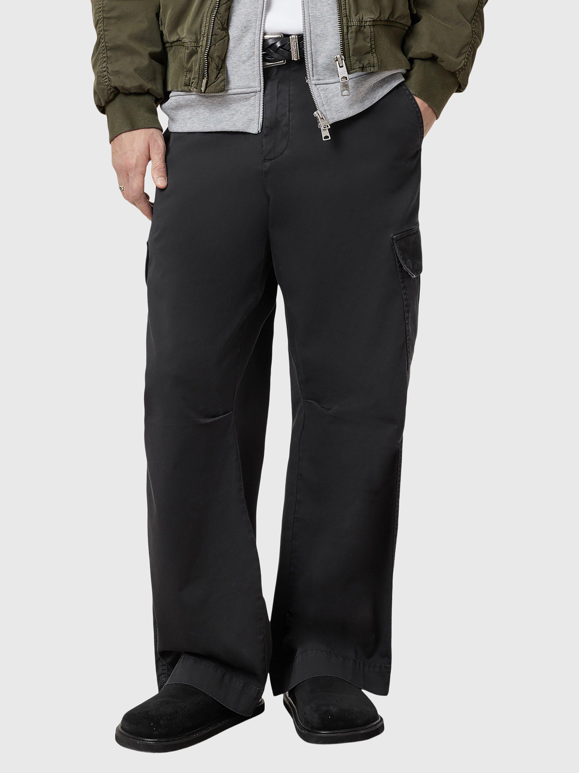 AllSaints Flynn Oversized Cotton Blend Cargo Trousers, Black