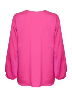 InWear Rindal V-Neck Pleat Detail Blouse - view 2, Fuchsia Pink