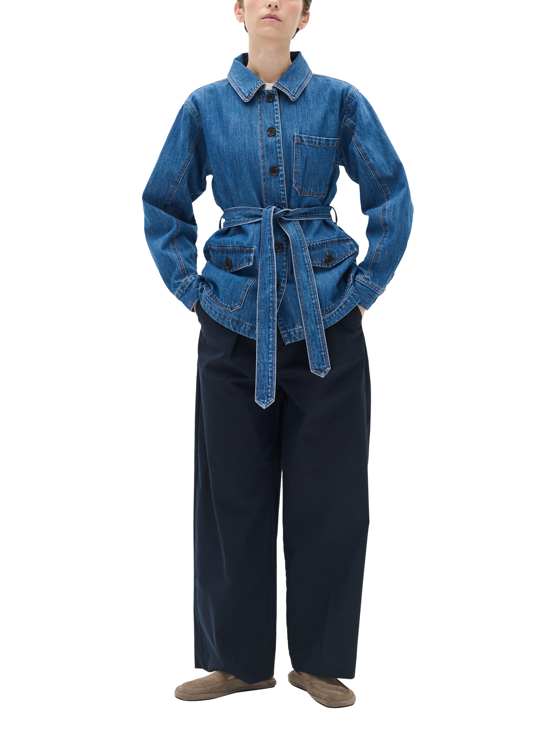 Product image 1 of 6, which shows InWear Morrigan Belted Denim Jacket, Blue, 8