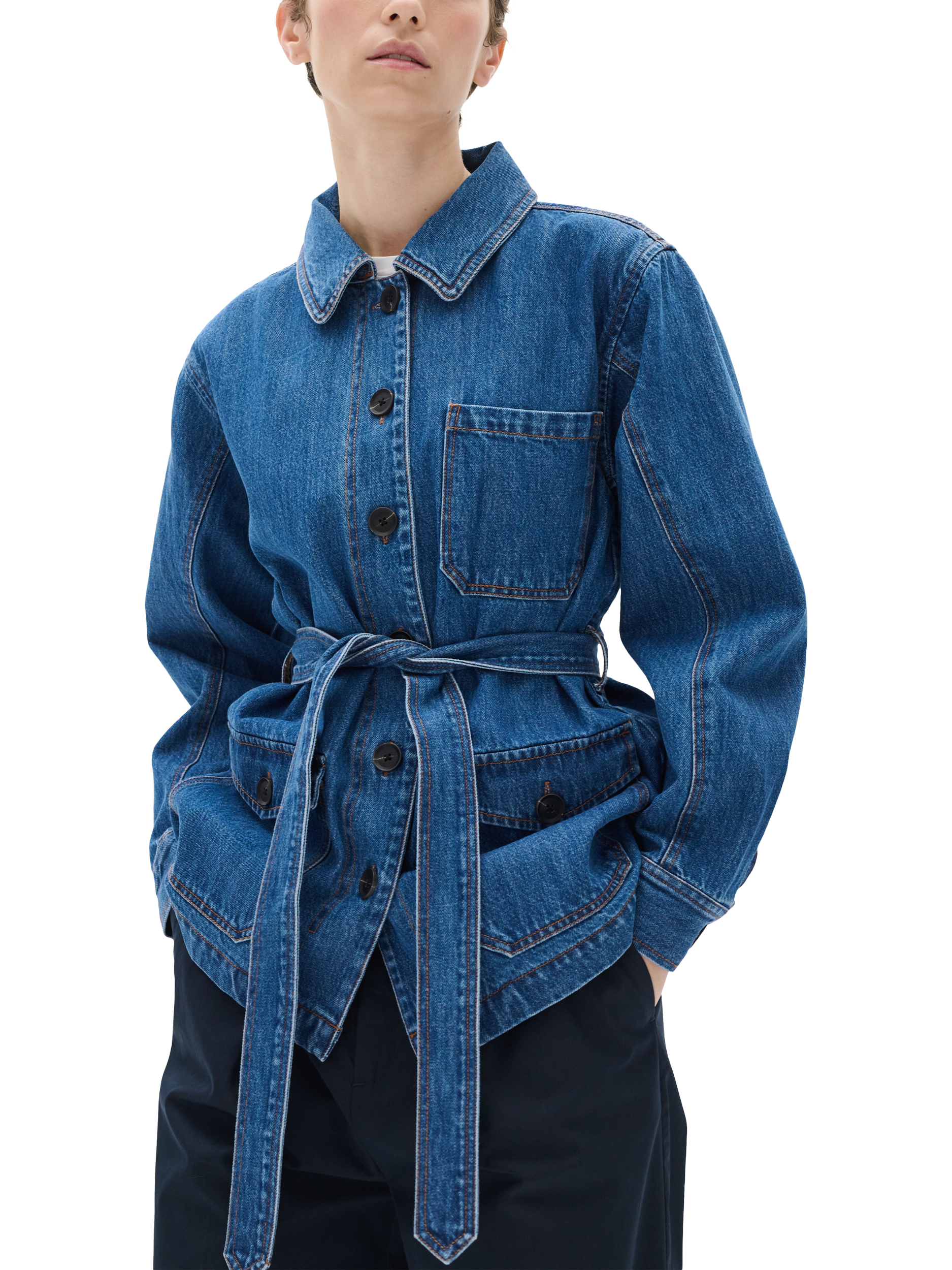 Product image 3 of 6, which shows InWear Morrigan Belted Denim Jacket, Blue, 8
