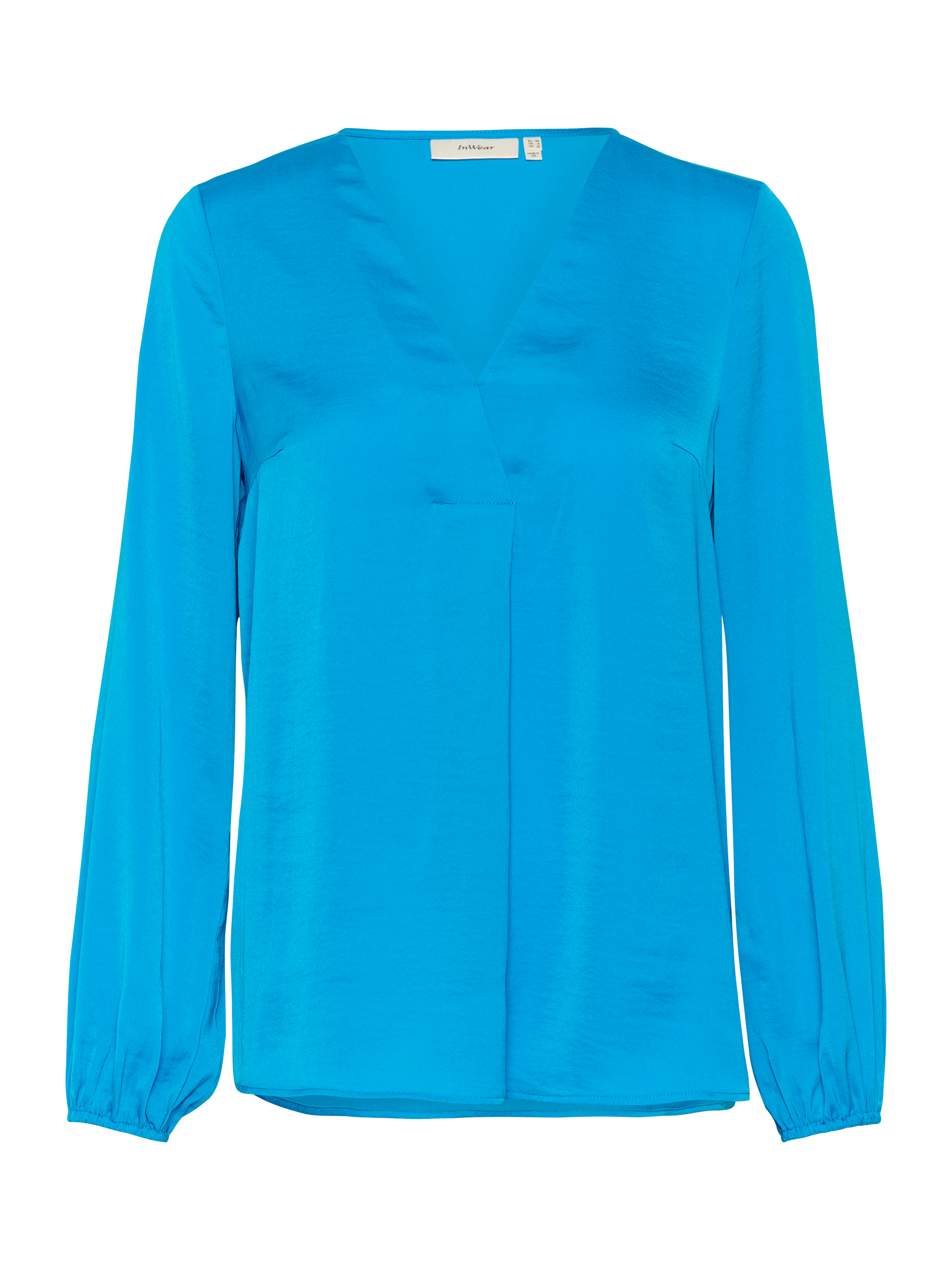 Product image 1 of 2, which shows InWear Rindal V-Neck Pleat Detail Blouse, Cyan, 10