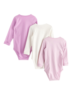 Lindex Baby Long Sleeve Bodysuits, Pack of 3, Light Lilac - view 2, Light Lilac