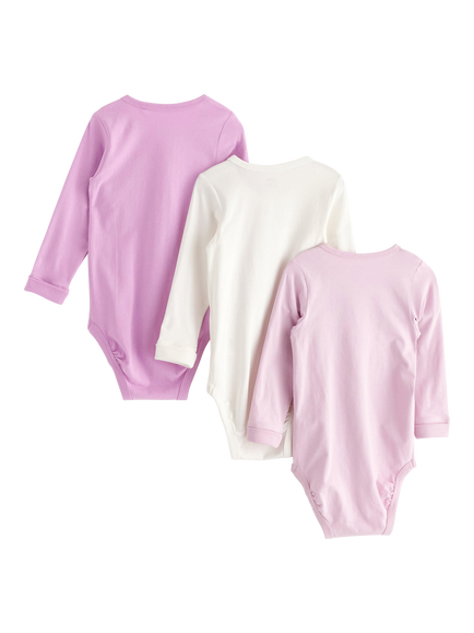Lindex Baby Long Sleeve Bodysuits, Pack of 3, Light Lilac - view 2, Light Lilac