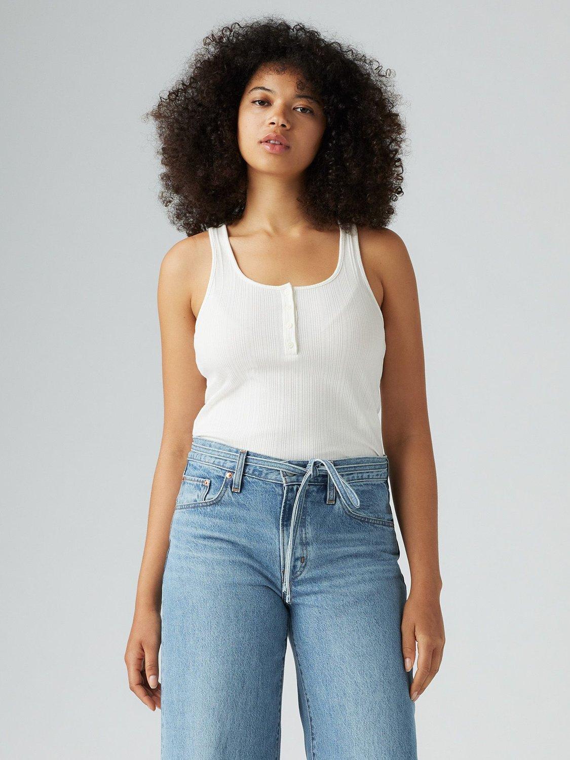 Levi's Vacationer Cotton Blend Ribbed Tank Top, White