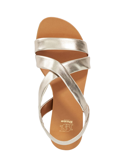 Dune London Landies Leather Cross Strap Sandals - view 2, Gold