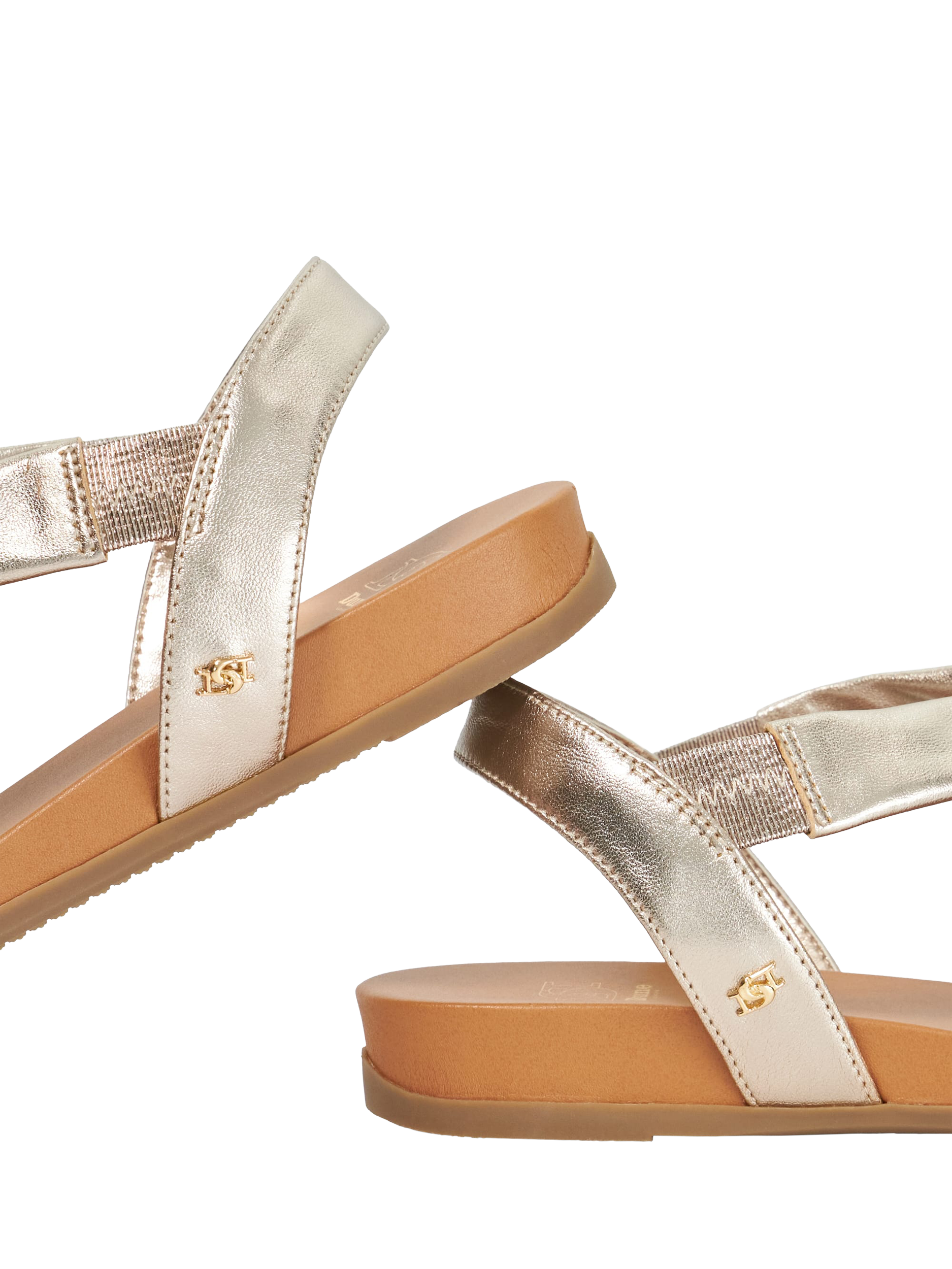 Product image 5 of 5, which shows Dune London Landies Metallic Leather Sandals, Gold, 3
