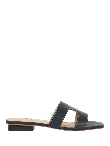 Dune London Loupe Wide Fit Flat Sliders, Black