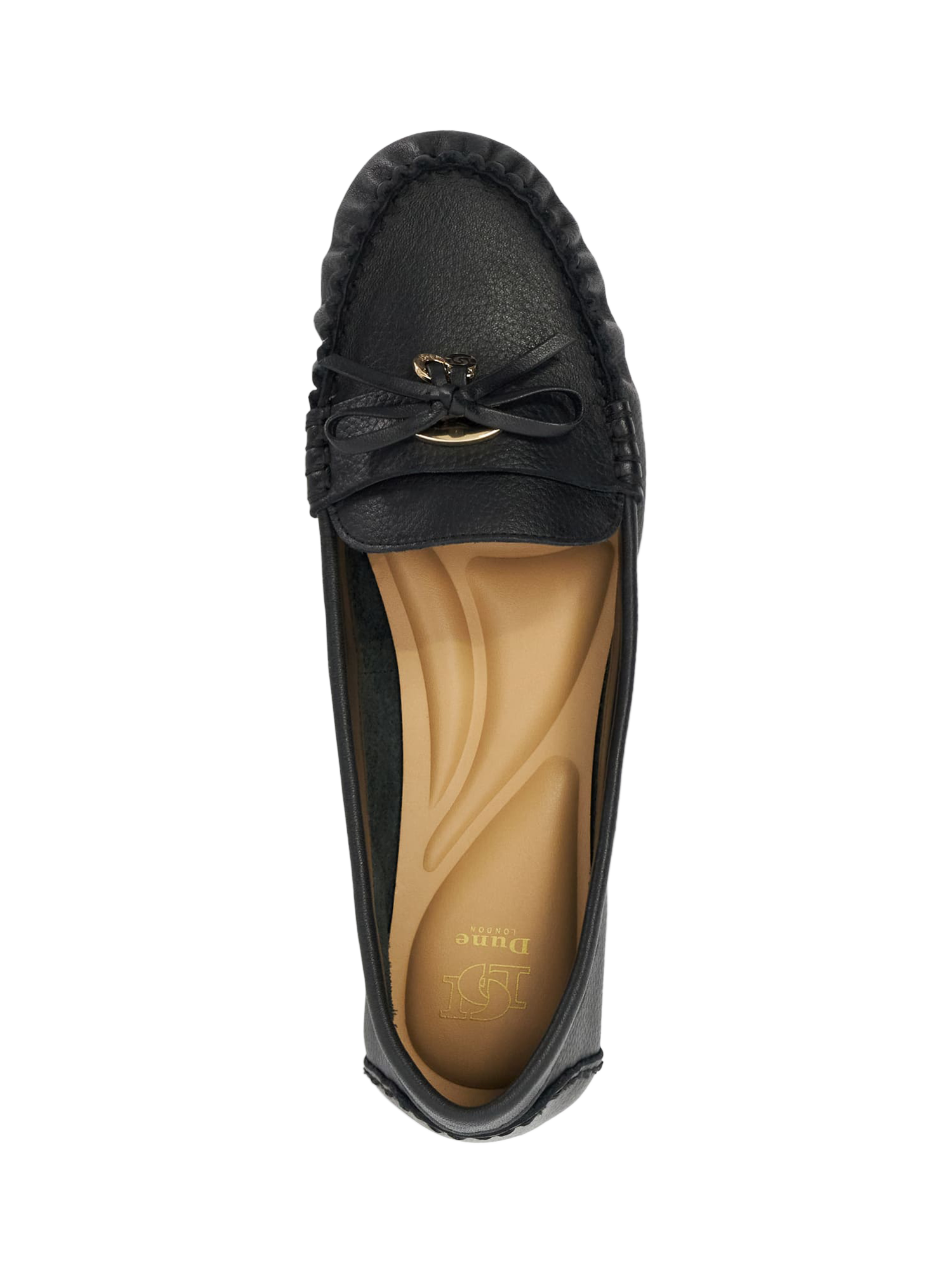 Product image 2 of 5, which shows Dune London Grovers Leather Loafers, Black, 3