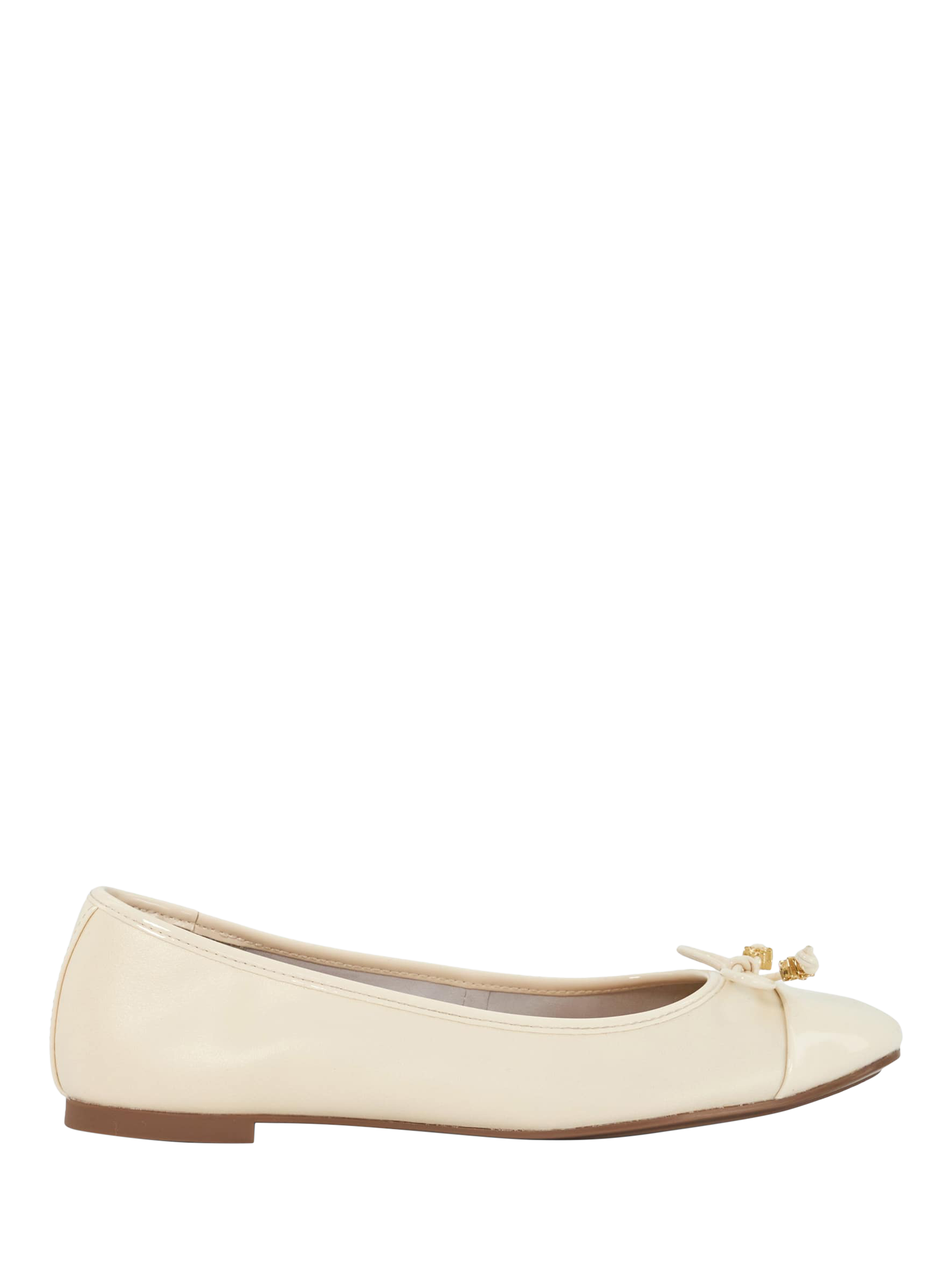 Product image 1 of 6, which shows Dune Hallo Leather Ballerina Pumps, Ecru, 3