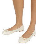 Dune London Hallo Leather Ballerina Pumps, Ecru