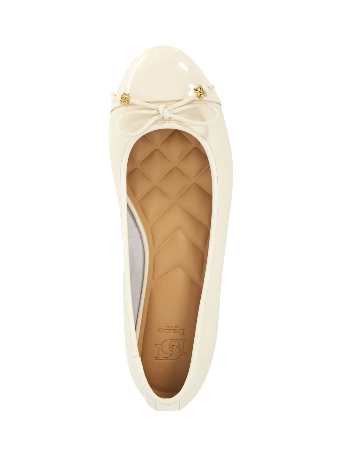 Product image 3 of 6, which shows Dune Hallo Leather Ballerina Pumps, Ecru, 3