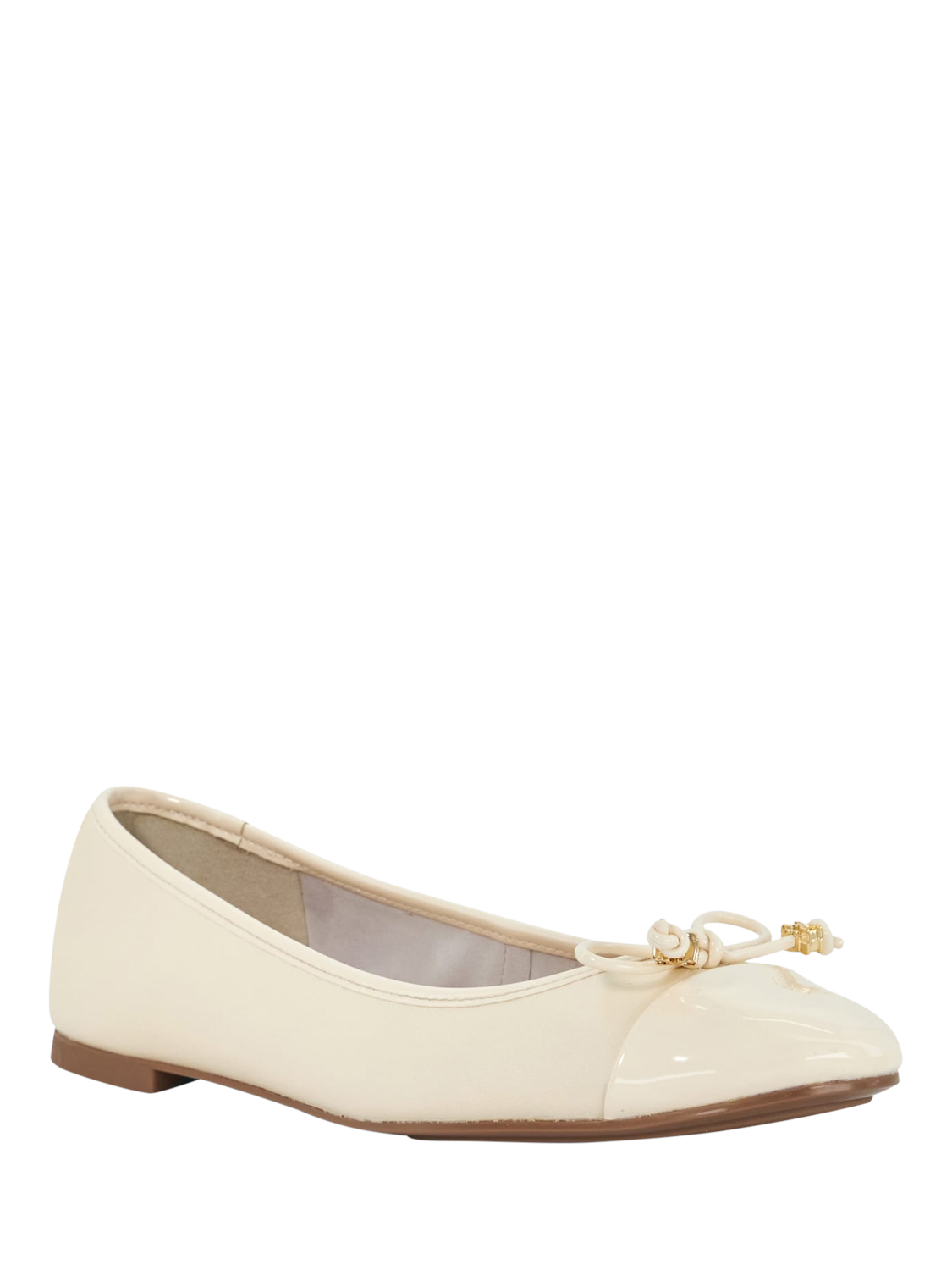 Product image 4 of 6, which shows Dune Hallo Leather Ballerina Pumps, Ecru, 3