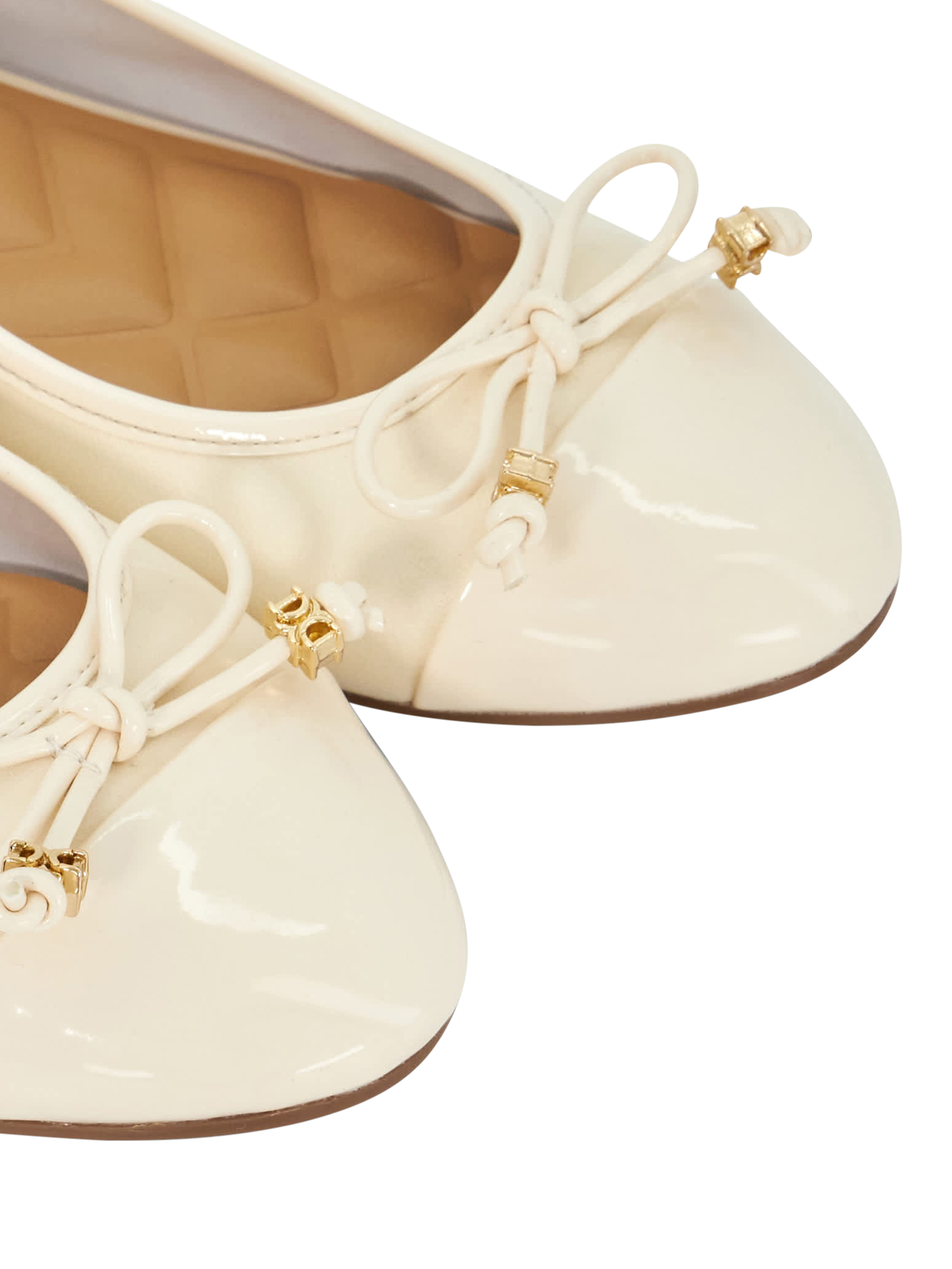Product image 6 of 6, which shows Dune Hallo Leather Ballerina Pumps, Ecru, 3