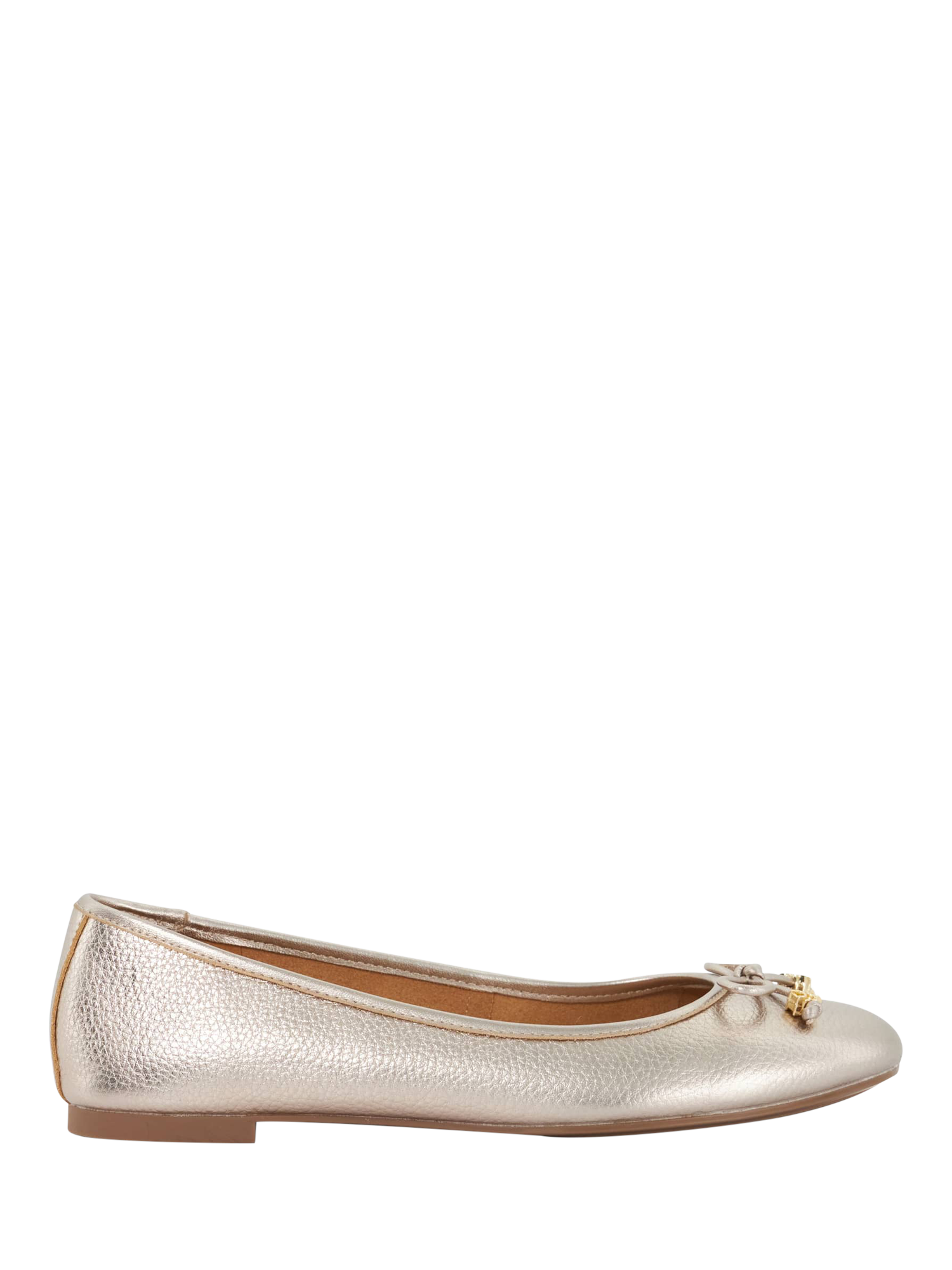 Product image 1 of 6, which shows Dune London Hallo Leather Ballerina Pumps, Gold, 3
