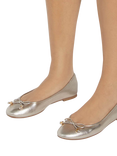 Dune London Hallo Leather Ballerina Pumps, Gold