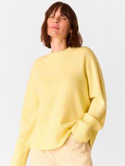 Whistles Ribbed Cuff Knit Pure Wool Jumper, Yellow, Yellow
