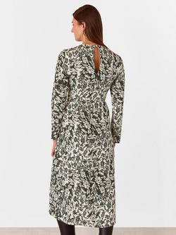 Whistles Cut Stems Ruched Side Midi Dress, Green/Multi - view 2, Green/Multi