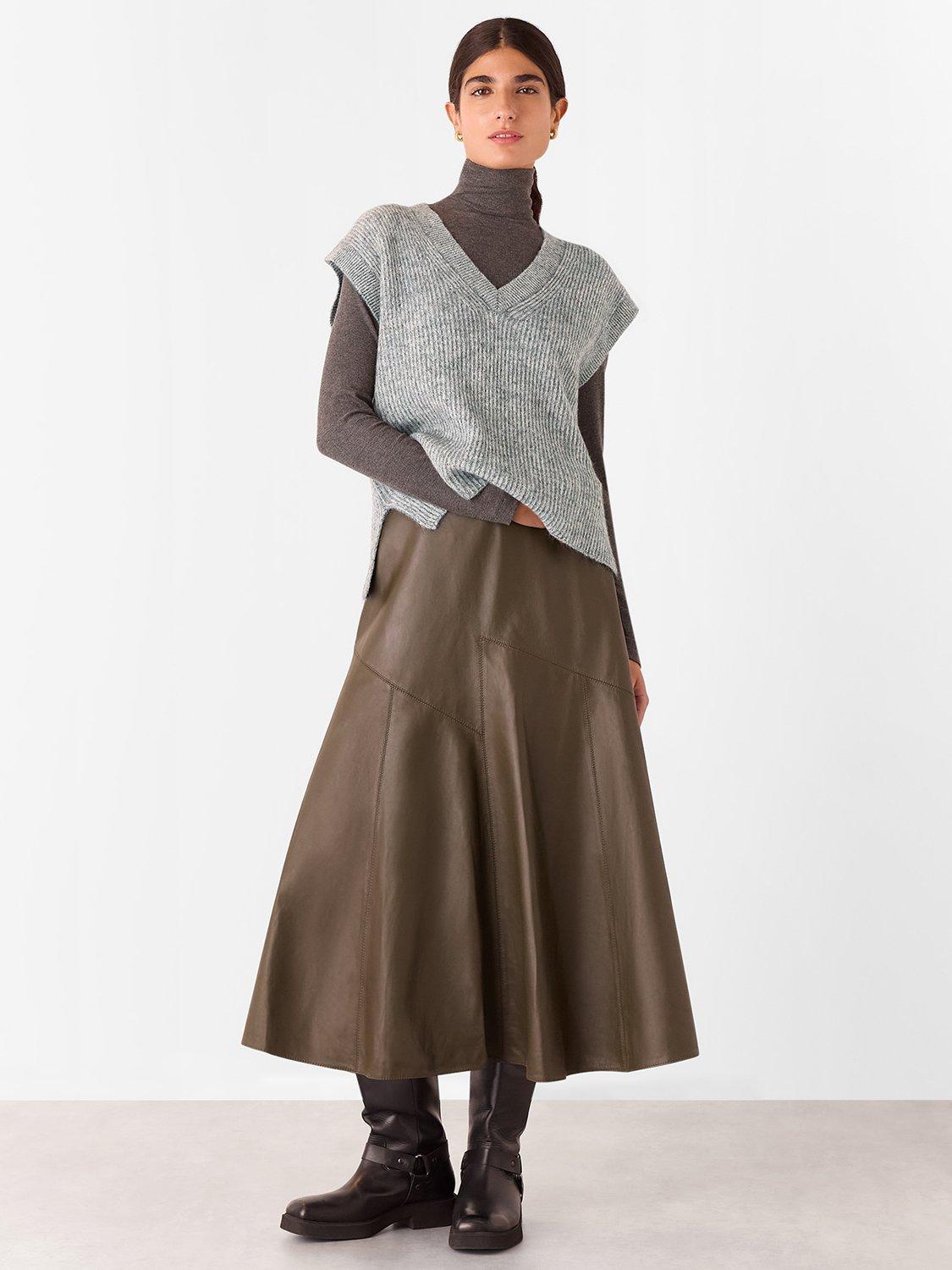 Product image 4 of 7, which shows Whistles Elsa Wool Blend Ribbed Tank, Grey, XS