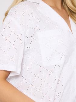 Loungeable Embroidered Short Sleeve Co-ord, White - view 2, White