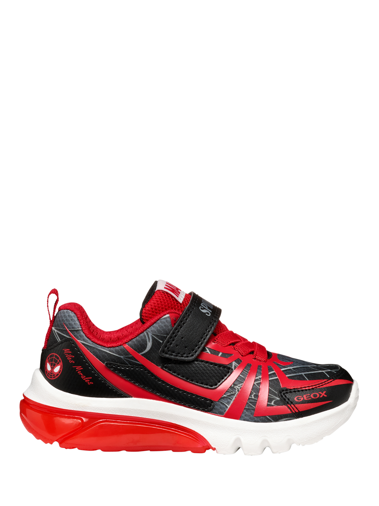 Geox Kids' Ciberdon Light Up Spider-Man Trainers, Black/Red