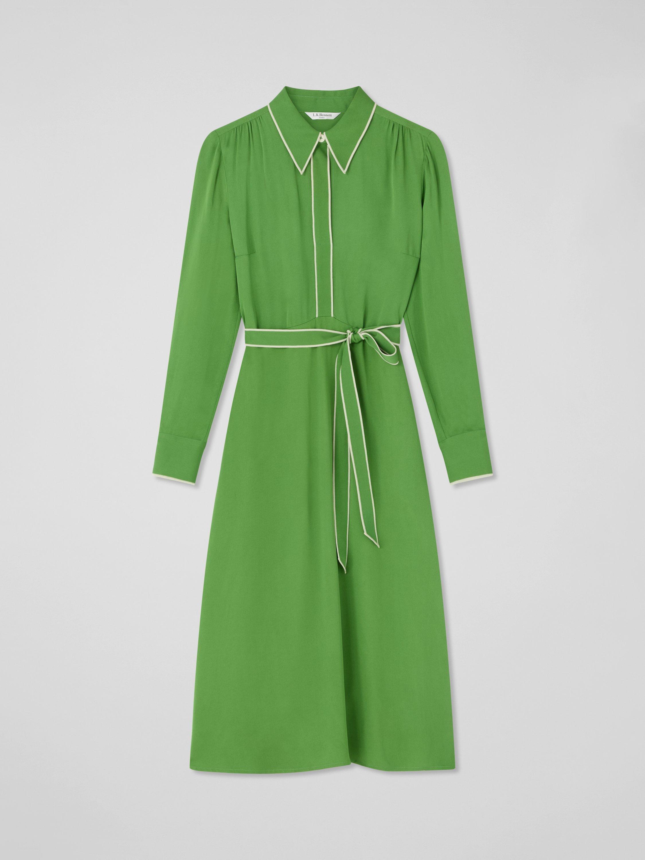 Product image 1 of 1, which shows L.K.Bennett Petite Elise Shirt Dress, Green, 6