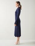 L.K.Bennett Rita Polka Dot Trim Dress, Navy/Ivory