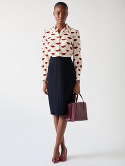 L.K.Bennett Bella Wool Blend Pinstripe Skirt, Navy, Navy