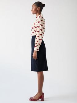 L.K.Bennett Bella Wool Blend Pinstripe Skirt, Navy - view 2, Navy