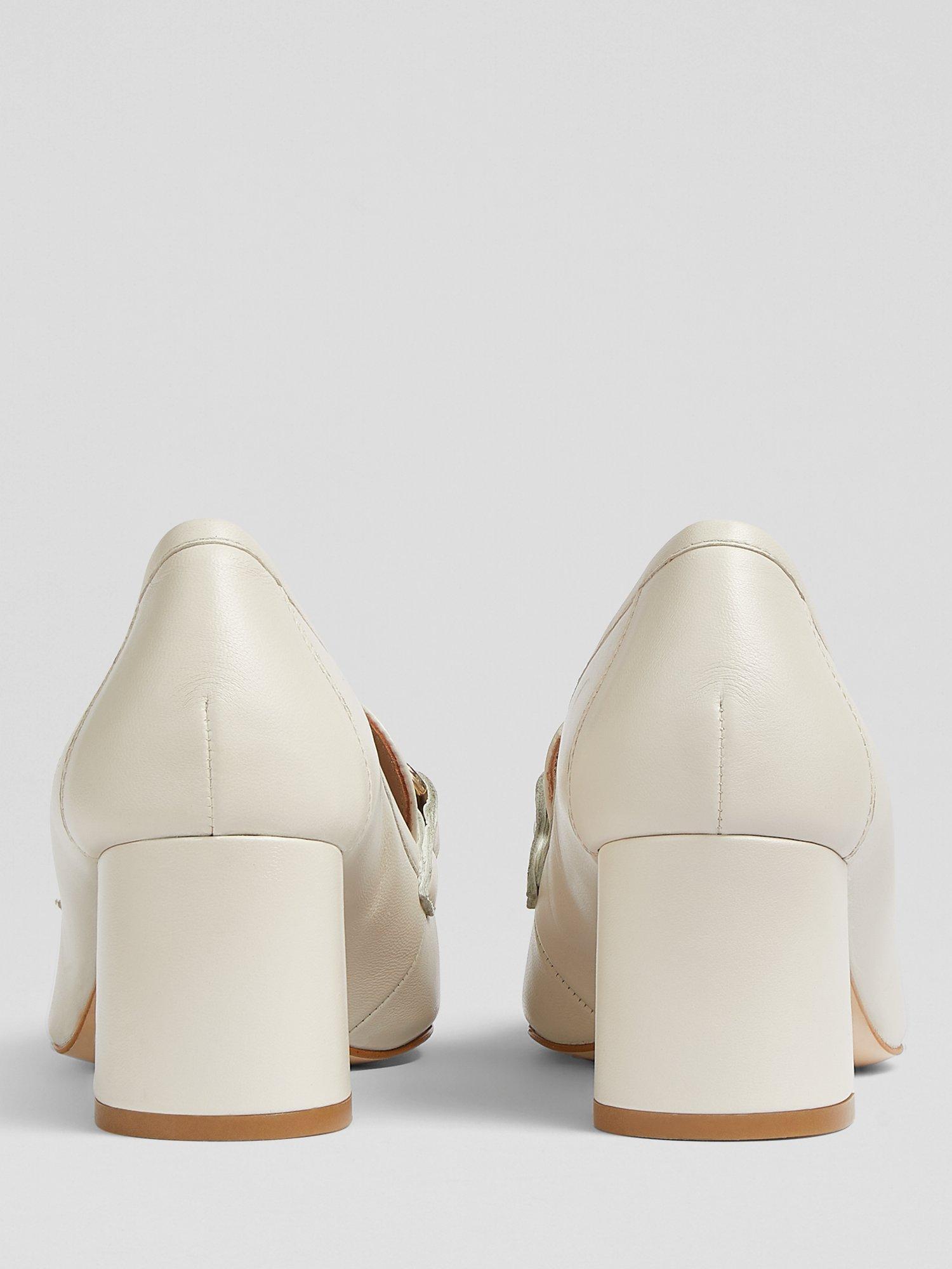 Product image 3 of 3, which shows L.K.Bennett Luca Leather Block Heel Snaffle Court Shoes, Ecru, 3