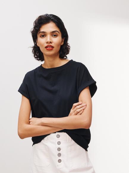 AND/OR Turn Up Sleeve Tank T-Shirt, Black