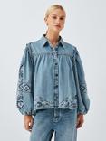 AND/OR Embroidered Denim Shirt, Light Blue Denim