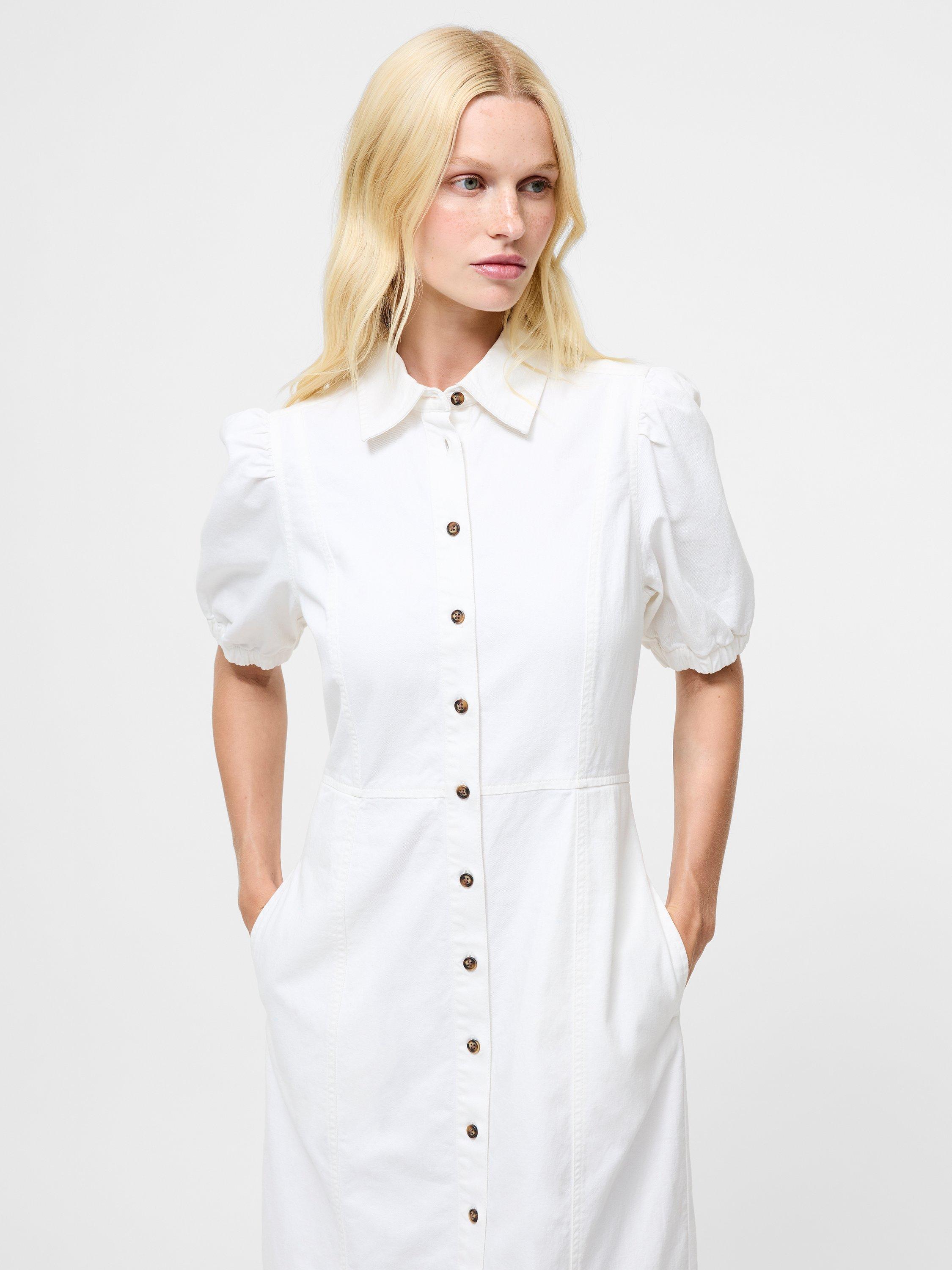 Product image 2 of 5, which shows French Connection Chambray Shirt Dress, Ecru, 6