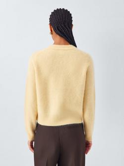 John Lewis Brushed Cashmere Crew Neck Cardigan - view 2, Buttercream