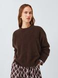 John Lewis Brushed Cashmere Crew Neck Jumper, Chocolate