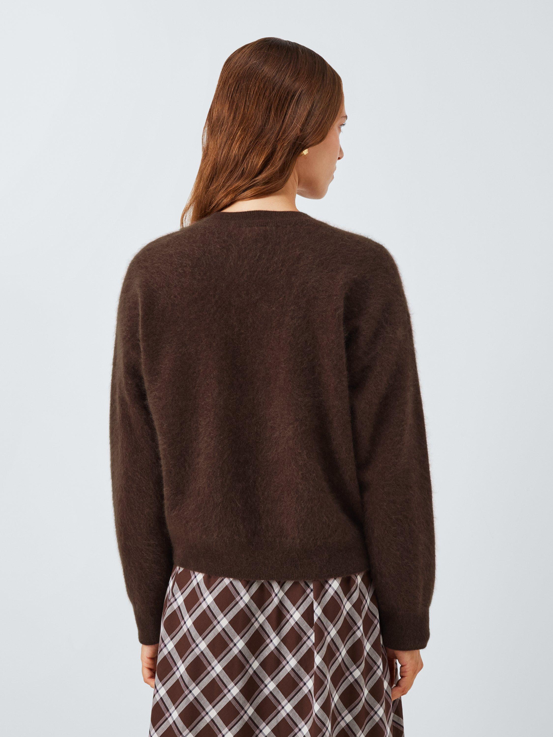 Product image 2 of 7, which shows John Lewis Brushed Cashmere Crew Neck Jumper, Chocolate, 16