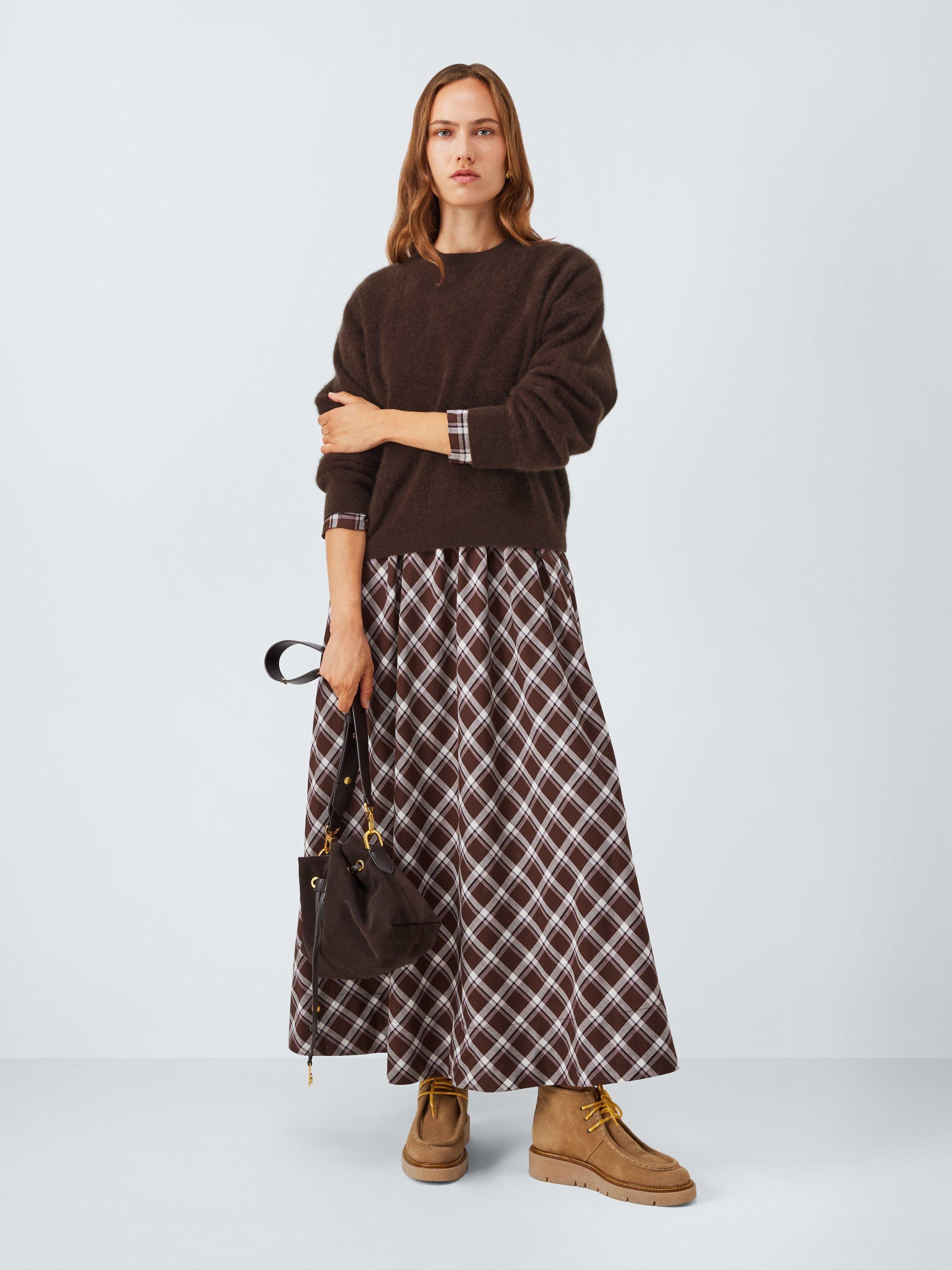 Product image 4 of 7, which shows John Lewis Brushed Cashmere Crew Neck Jumper, Chocolate, 16