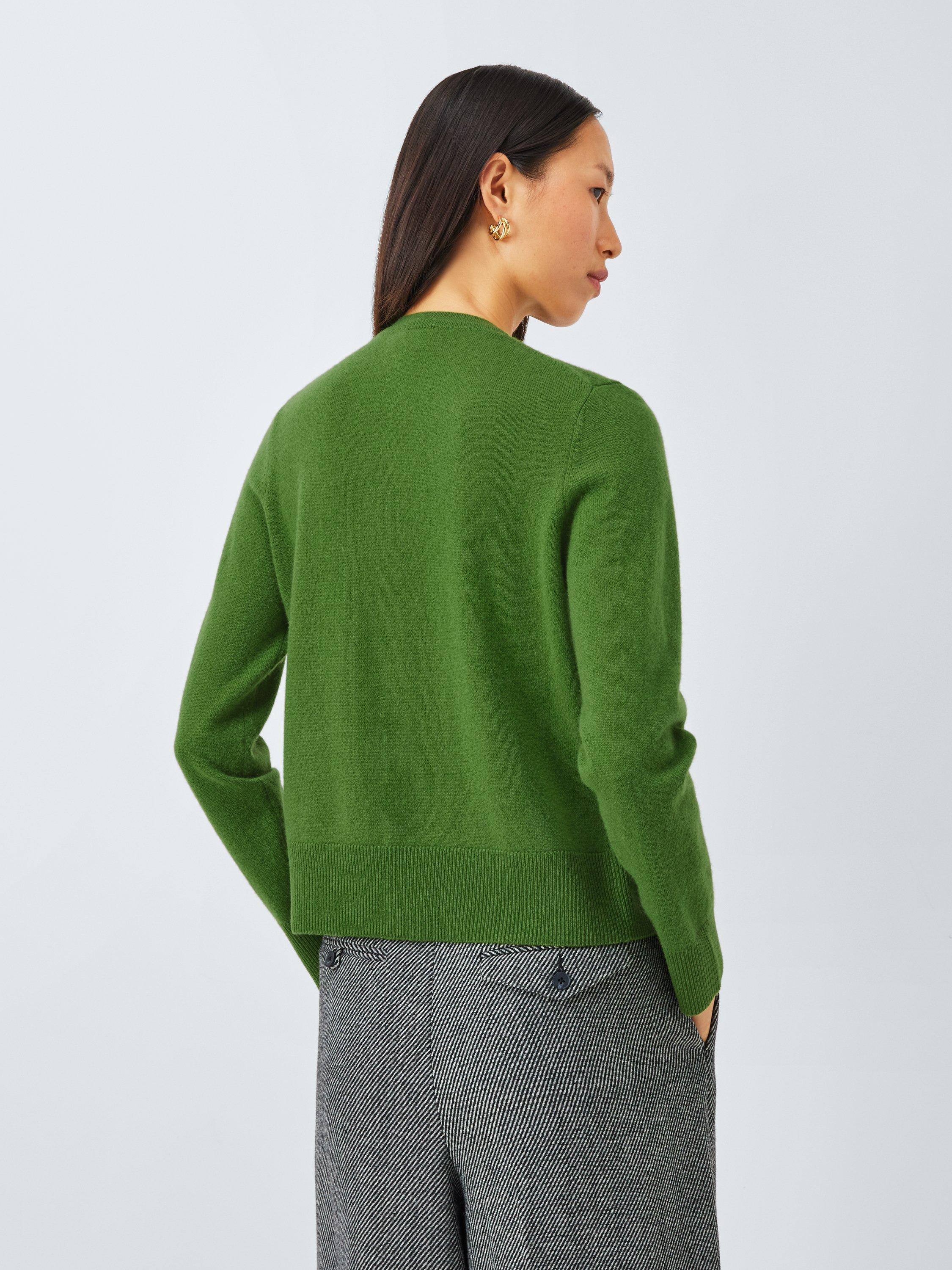 Product image 2 of 7, which shows John Lewis Cashmere Crew Neck Cardigan, Green, 8