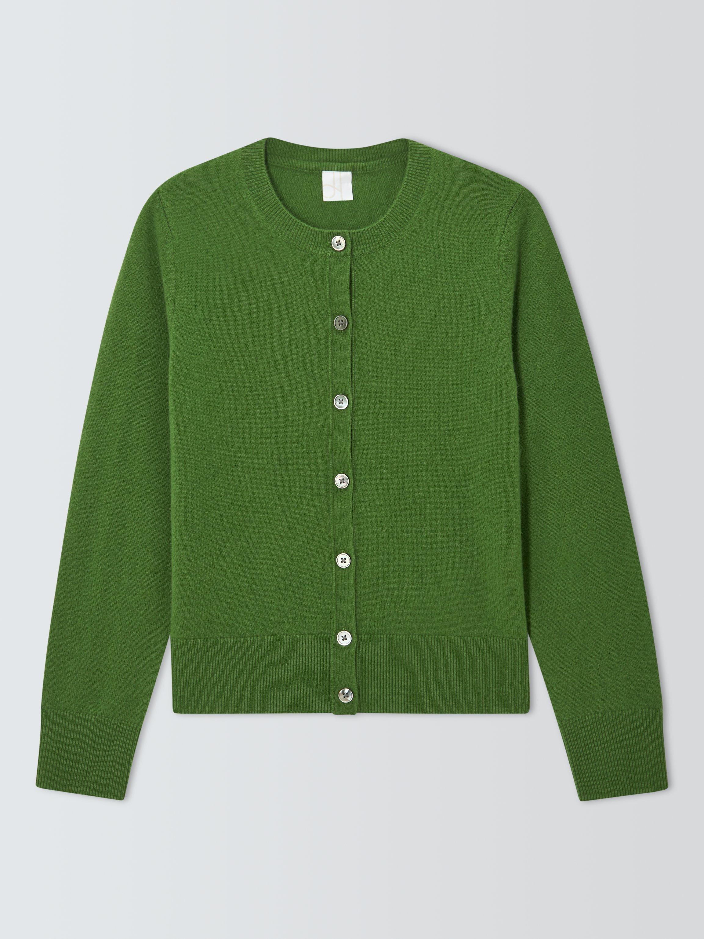Product image 5 of 7, which shows John Lewis Cashmere Crew Neck Cardigan, Green, 8