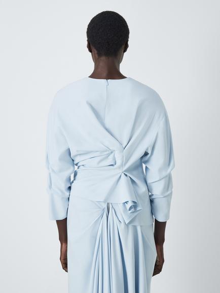 John Lewis x A.W.A.K.E. MODE Knot Blouse - view 2, Light Blue