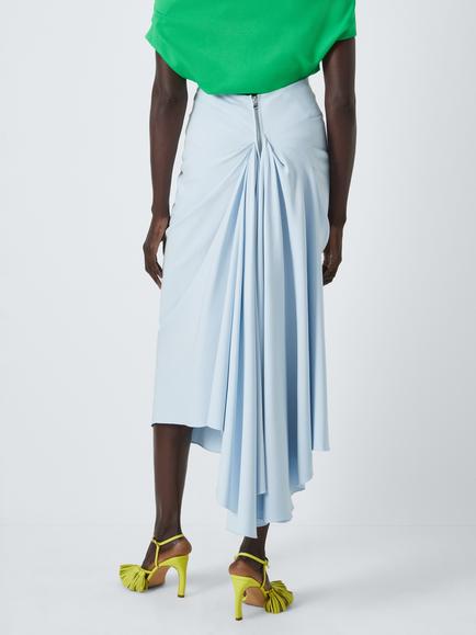 John Lewis x A.W.A.K.E. MODE Bustle Back Midi Pencil Skirt, Light Blue - view 2, Light Blue