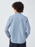 John Lewis Frill Front Striped Cotton Collarless Shirt, Blue Stripe